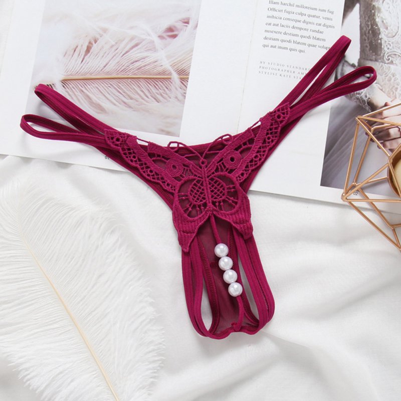 Women G-string Thong Sexy Underwear Open Crotch Butterfly Erotic Briefs Temptation Panties Purple