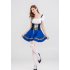 Women Girl Oktoberfest Dress Bavarian Style Costume Waitresses Uniform blue L