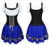 Women Girl Oktoberfest Dress Bavarian Style Costume Waitresses Uniform blue XL