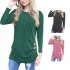 Women Girls Bat Long Sleeve Casual Round Collar Loose Tops Sweater Solid Color T shirt
