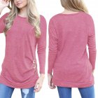 Women Girls Bat Long Sleeve Casual Round Collar Loose Tops Sweater Solid Color T shirt