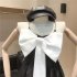 Women Girls Summer Sweet Dress Bow Design Sleeveless High Waist Dating Cute Fashion Ball Gown Princess Dress black  XL
