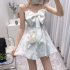 Women Girls Summer Sweet Dress Bow Design Sleeveless High Waist Dating Cute Fashion Ball Gown Princess Dress black  XL