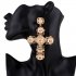 Women Gothic Statement Gold Plated Big Cross Drop Earrings Cool Dangle Earrings
