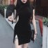 Women Halloween Cheongsam Retro Dress Dress Dark Sexy Dress black L
