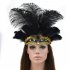 Women Halloween Xmas Festival Vacation Night Club Cocktail Carnival Party Belly Dance Show Headdress Feather Headwear Costume blue