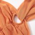 Women Halter Crop Top Ruched Sleeveless Solid Color Casual Tank Top Sexy Backless Slim Fit Cami Tops Brown M