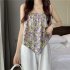Women Halter Neck Tank Tops Fashion Sweet Floral Printing Sleeveless Tops Elegant Loose Irregular Vest Purple one size