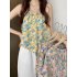 Women Halter Neck Tank Tops Fashion Sweet Floral Printing Sleeveless Tops Elegant Loose Irregular Vest Purple one size