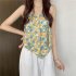 Women Halter Neck Tank Tops Fashion Sweet Floral Printing Sleeveless Tops Elegant Loose Irregular Vest Purple one size