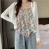 Women Halter Neck Tank Tops Fashion Sweet Floral Printing Sleeveless Tops Elegant Loose Irregular Vest Purple one size