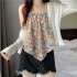 Women Halter Neck Tank Tops Fashion Sweet Floral Printing Sleeveless Tops Elegant Loose Irregular Vest Purple one size