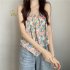 Women Halter Neck Tank Tops Fashion Sweet Floral Printing Sleeveless Tops Elegant Loose Irregular Vest Purple one size