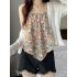 Women Halter Neck Tank Tops Fashion Sweet Floral Printing Sleeveless Tops Elegant Loose Irregular Vest Purple one size