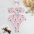 Women Halter Swimsuit Retro Ethnic Moroccan Printing Sexy High Waist Quick drying Backless Swimwear For Swimming orange red XL