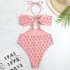 Women Halter Swimsuit Retro Ethnic Moroccan Printing Sexy High Waist Quick drying Backless Swimwear For Swimming orange red XL
