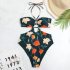 Women Halter Swimsuit Retro Ethnic Moroccan Printing Sexy High Waist Quick drying Backless Swimwear For Swimming orange red XL