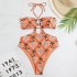 Women Halter Swimsuit Retro Ethnic Moroccan Printing Sexy High Waist Quick drying Backless Swimwear For Swimming orange red XL