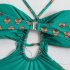 Women Halter Swimsuit Retro Ethnic Moroccan Printing Sexy High Waist Quick drying Backless Swimwear For Swimming green flower L