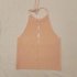 Women Halter Tank Tops Multi color Sexy Hollow out Slim Fit Tops Sleeveless Solid Color Knitted Shirt pink One size