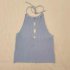 Women Halter Tank Tops Multi color Sexy Hollow out Slim Fit Tops Sleeveless Solid Color Knitted Shirt pink One size