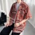 Women Hawaiian Lapel Shirt Retro Ethnic Style Printing Jacket Loose Casual Cardigan Tops For Couple 1301 black 3XL
