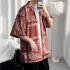 Women Hawaiian Lapel Shirt Retro Ethnic Style Printing Jacket Loose Casual Cardigan Tops For Couple 1301 black 3XL
