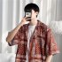Women Hawaiian Lapel Shirt Retro Ethnic Style Printing Jacket Loose Casual Cardigan Tops For Couple 1301 black 3XL