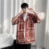 Women Hawaiian Lapel Shirt Retro Ethnic Style Printing Jacket Loose Casual Cardigan Tops For Couple 1301 black 3XL
