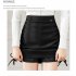 Women High Waist Bodycon Short Skirt Sexy Lace up Drawstring Simple Elegant Solid Color A line Skirt coffee color L