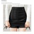 Women High Waist Bodycon Short Skirt Sexy Lace up Drawstring Simple Elegant Solid Color A line Skirt black XL