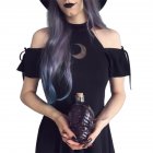 Women Hollow Out Crescent Moon Lacing Black Dress Halloween Costume black_S