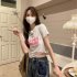 Women Hollow Out Short T shirt Summer Short Sleeves Slim Fit Crop Tops Elegant Round Neck Pullover Blouse White M