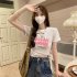 Women Hollow Out Short T shirt Summer Short Sleeves Slim Fit Crop Tops Elegant Round Neck Pullover Blouse White XL
