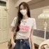 Women Hollow Out Short T shirt Summer Short Sleeves Slim Fit Crop Tops Elegant Round Neck Pullover Blouse White XL