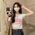 Women Hollow Out Short T shirt Summer Short Sleeves Slim Fit Crop Tops Elegant Round Neck Pullover Blouse White XL