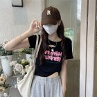 Women Hollow Out Short T-shirt Summer Short Sleeves Slim Fit Crop Tops Elegant Round Neck Pullover Blouse black M