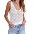Women Hollow Sweater Tank Tops Knit Vest Comfortable Breathable V Neck Solid Color Summer Casual Sleeveless Tops White XL