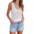 Women Hollow Sweater Tank Tops Knit Vest Comfortable Breathable V Neck Solid Color Summer Casual Sleeveless Tops White S