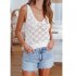 Women Hollow Sweater Tank Tops Knit Vest Comfortable Breathable V Neck Solid Color Summer Casual Sleeveless Tops White S