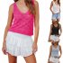 Women Hollow Sweater Tank Tops Knit Vest Comfortable Breathable V Neck Solid Color Summer Casual Sleeveless Tops White S