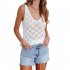 Women Hollow Sweater Tank Tops Knit Vest Comfortable Breathable V Neck Solid Color Summer Casual Sleeveless Tops White S