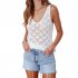 Women Hollow Sweater Tank Tops Knit Vest Comfortable Breathable V Neck Solid Color Summer Casual Sleeveless Tops White S