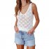 Women Hollow Sweater Tank Tops Knit Vest Comfortable Breathable V Neck Solid Color Summer Casual Sleeveless Tops White XL