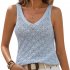 Women Hollow Sweater Tank Tops Knit Vest Comfortable Breathable V Neck Solid Color Summer Casual Sleeveless Tops black XL