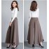 Women Irregular Cropped Pants Trendy Elegant High Waist Large Size Casual Loose Solid Color Wide leg Pants coffee XL