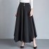Women Irregular Cropped Pants Trendy Elegant High Waist Large Size Casual Loose Solid Color Wide leg Pants red M