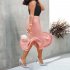 Women Irregular Ruffle Skirt Trendy Elegant Elastic High Waist Fishtail Skirts For Party pink XXXL