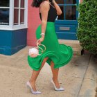 Women Irregular Ruffle Skirt Trendy Elegant Elastic High Waist Fishtail Skirts For Party green M