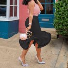 Women Irregular Ruffle Skirt Trendy Elegant Elastic High Waist Fishtail Skirts For Party black S